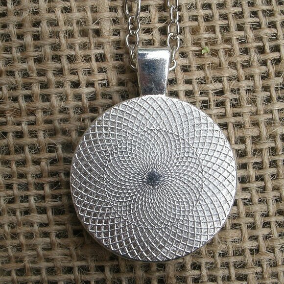Flower of Life Design Glass Cabochon Pendant Necklace - Picture 3 of 13